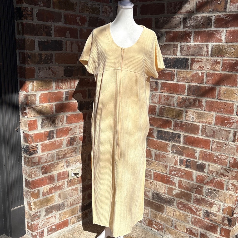 Stan Herman vintage small Elegant Cream Yellow Midi House Dress